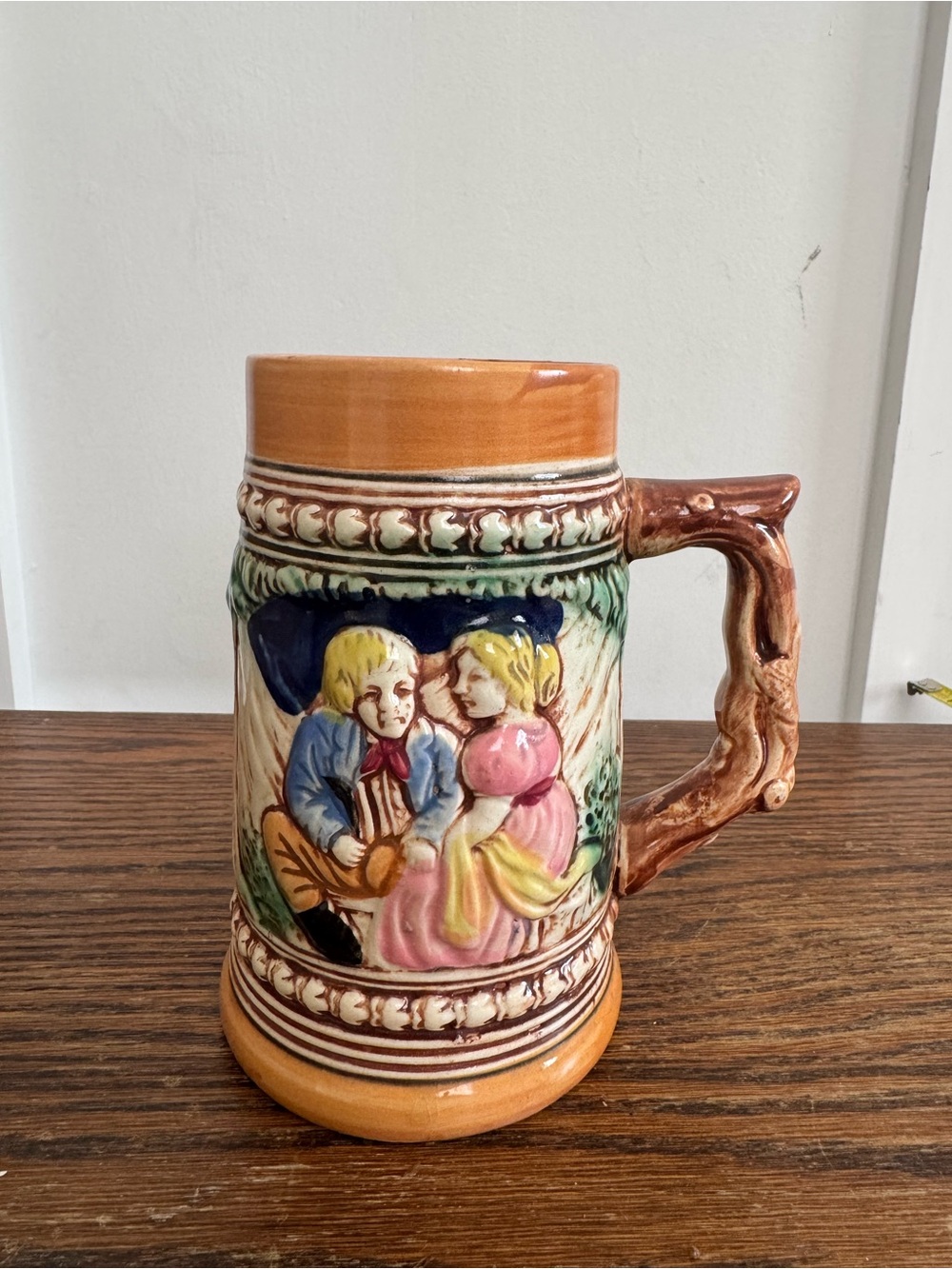 Vintage Ceramic Figural Beer Stein Mug in Multicolor